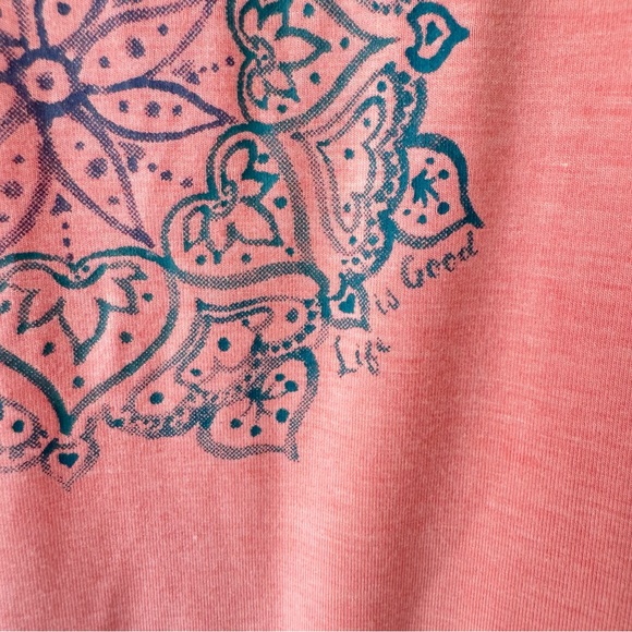 Life is Good Womens Sm Fleece Lined Mandala Print Pullover Peach Granola Casual - Picture 5 of 7